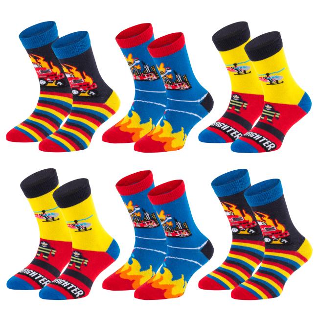 6 Paar TippTexx 24 Kinder Socken Feuerwehr